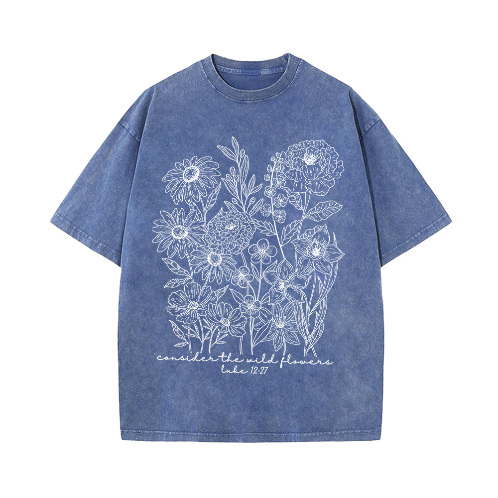 Consider The Wild Flowers Unisex Washed T-shirt