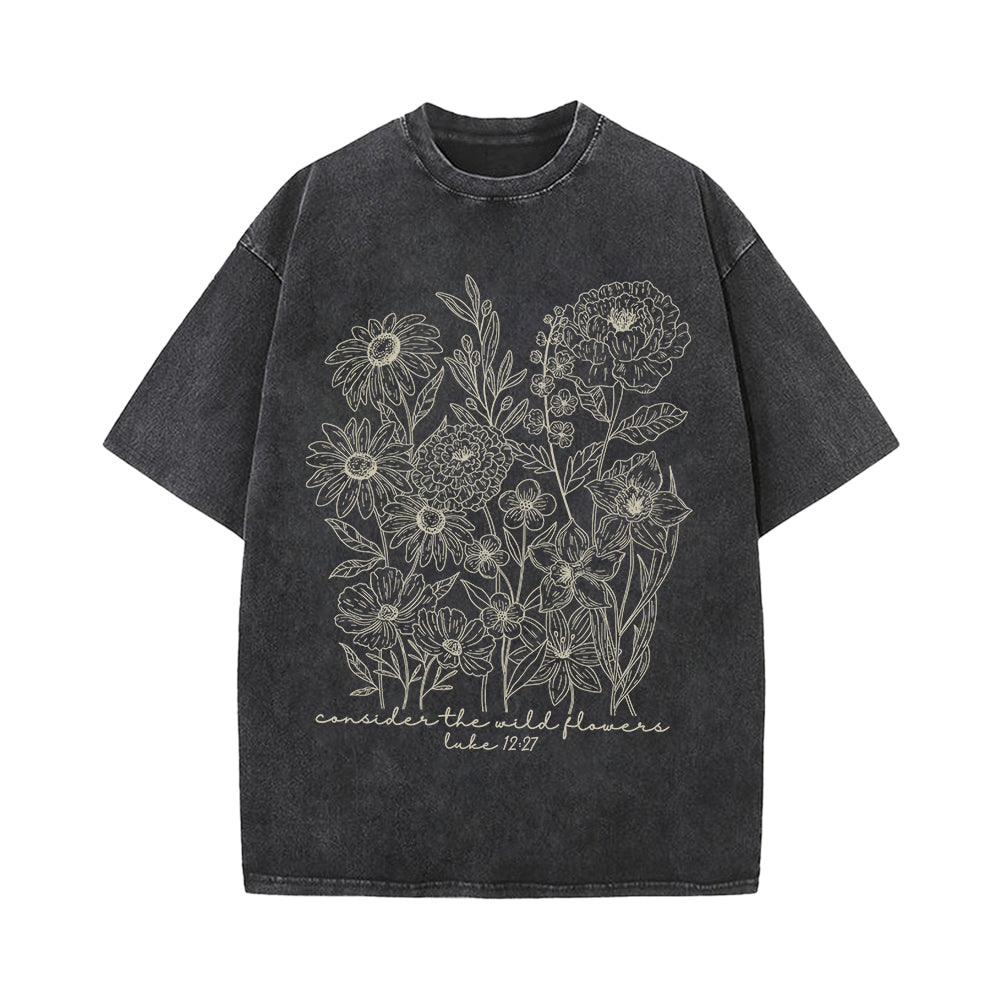 Consider The Wild Flowers Unisex Washed T-shirt