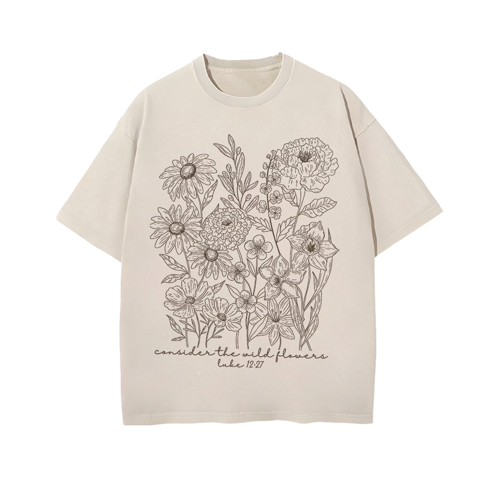 Consider The Wild Flowers Unisex Washed T-shirt