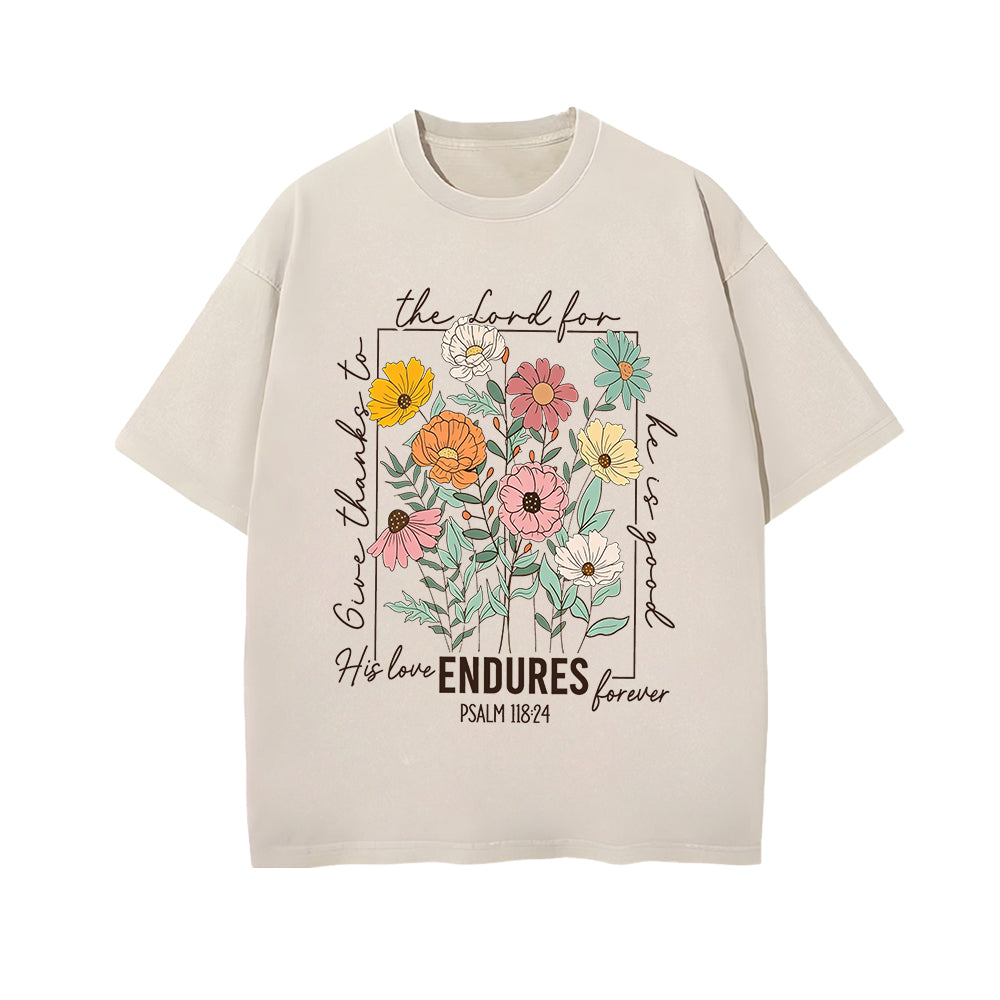 Give Thanks To The Lord Unisex Washed T-shirt