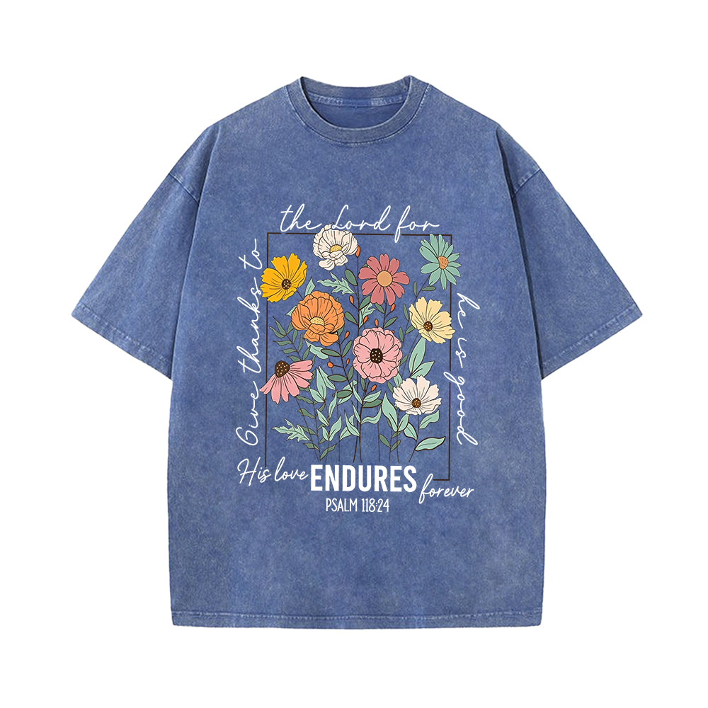 Give Thanks To The Lord Unisex Washed T-shirt