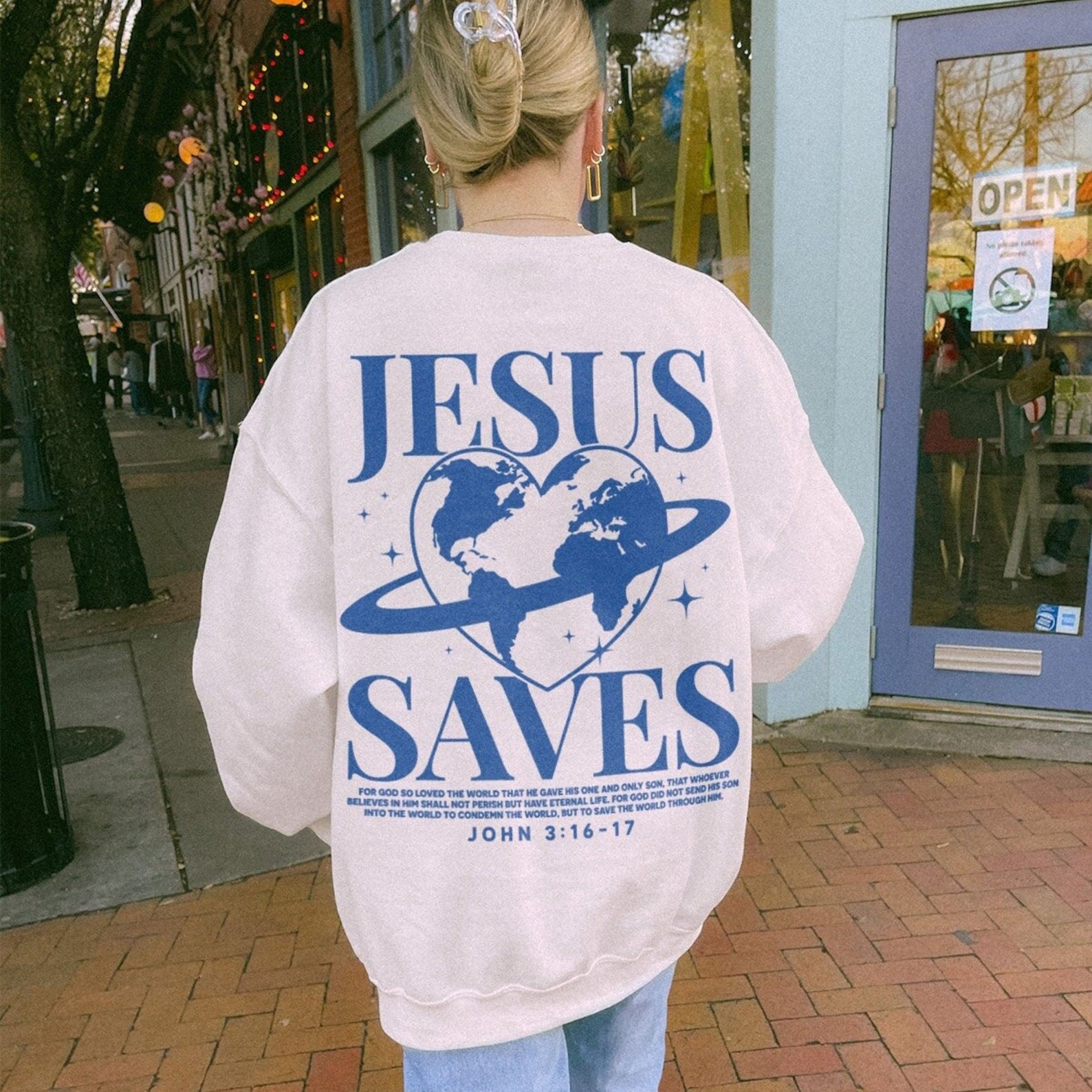 Jesus Saves Unisex Cotton Sweatshirt