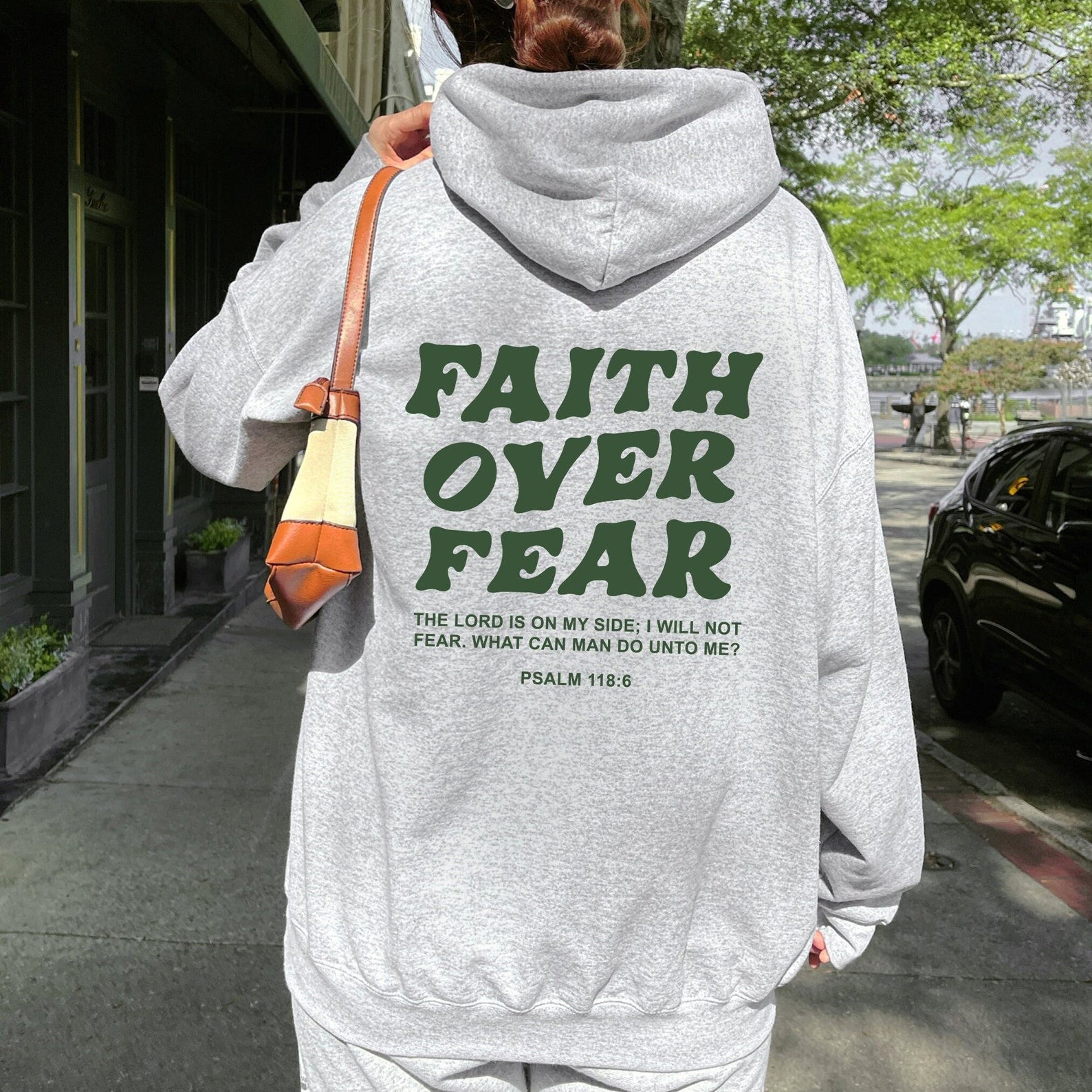 Faith Over Fear Psalm 118:6 Christian Unisex Cotton Hoodie