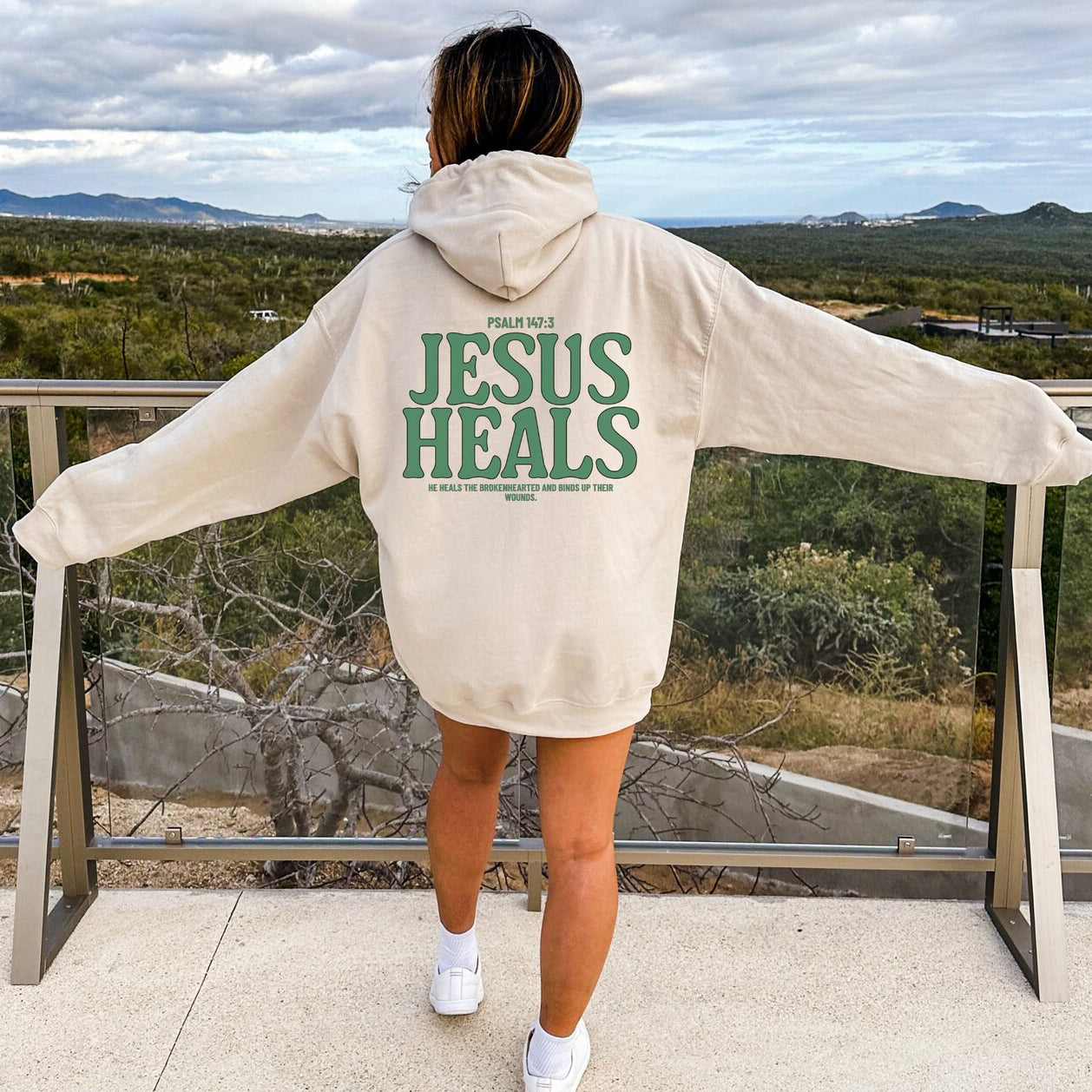 Jesus Heals Christian Unisex Cotton Hoodie