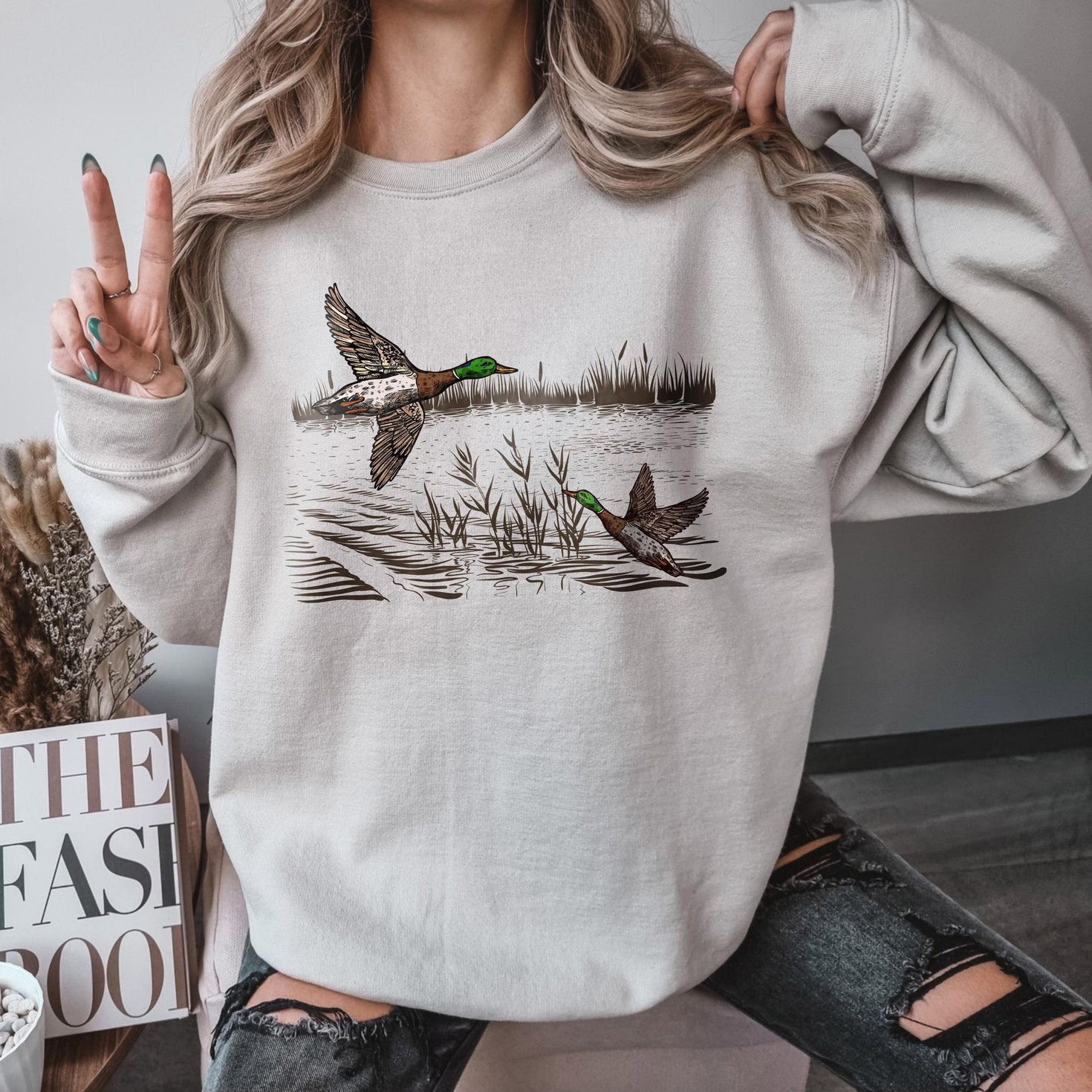 Retro Mallard Ducks Fall Unisex Cotton Sweatshirt