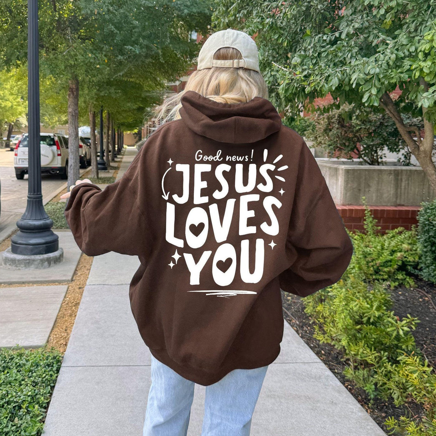 Good News Jesus Loves You Unisex Cotton Hoodie